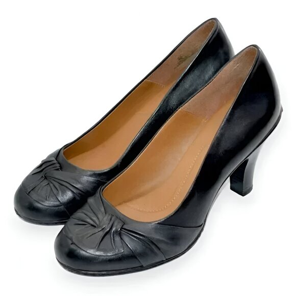 Soft Shoe Twist Knot Soft Black Leather Comfort Dress Work Pumps Loafer Heels 11 - Picture 3 of 7
